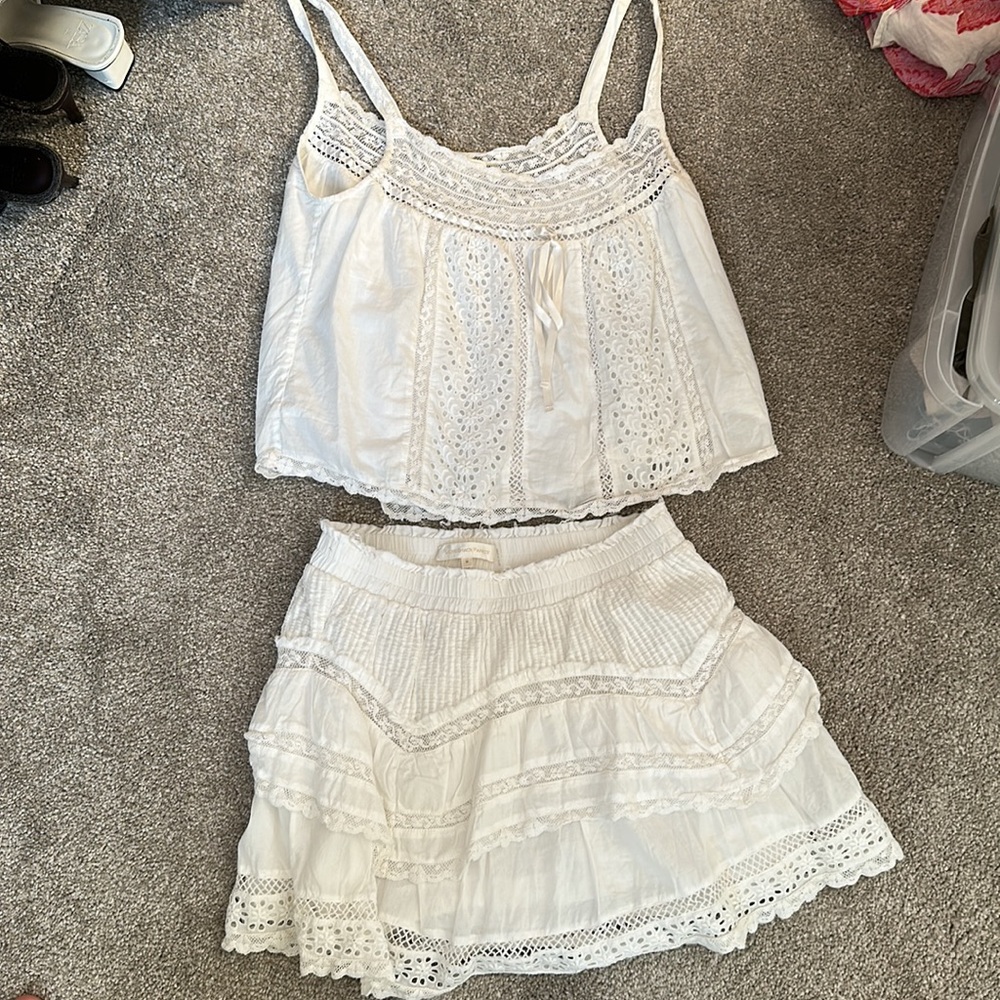 LoveShackFancy White Lace Trimmed Top - Picture 2 of 3